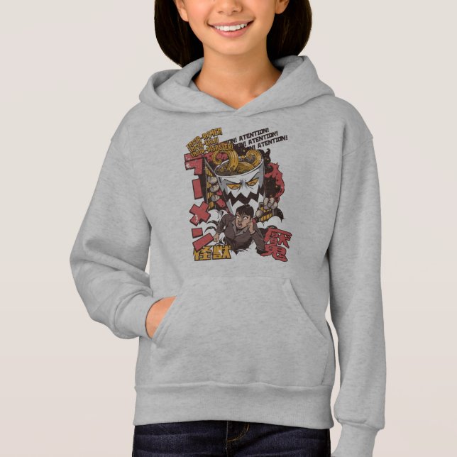 Camiseta Xícara de Monstro de Macarrão Ramen Pegando Garota (Frente)