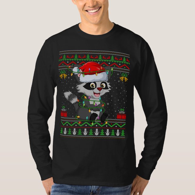 Camiseta Xmas acende Papais noeis de estilo doce feio Racco (Frente)