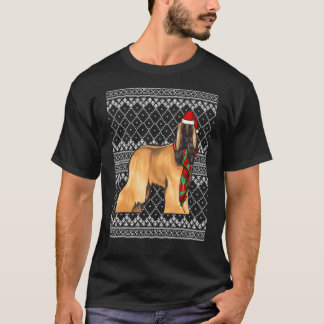Camiseta Xmas Afghan Hound Santa Claus Hat Ugly Christmas