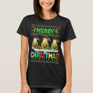 Camiseta Xmas Avocado Lighting Santa Hat Feliz Natal Av