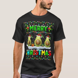 Camiseta Xmas Avocado Lighting Santa Hat Feliz Natal Av