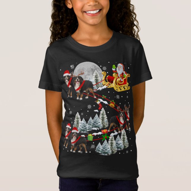Camiseta Xmas Bernese Mountain Sledge De Natal (Frente)