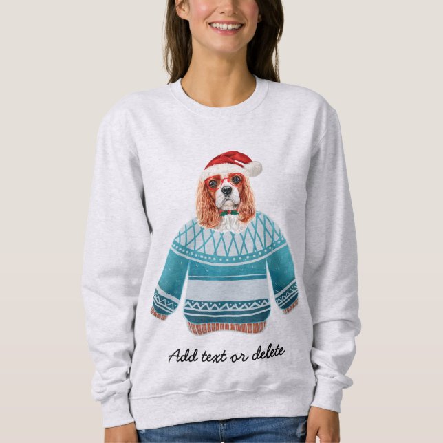 Camiseta Xmas Cavalier King Spaniel Cachorro Feio De Natal  (Frente)