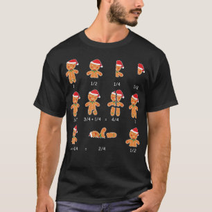 Camiseta Xmas Cookies Santa Hat Frações Professor de Matemá