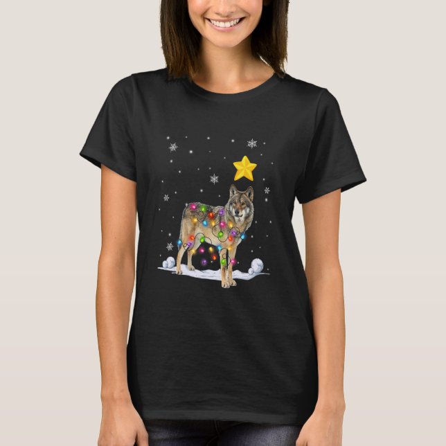 Camiseta Xmas Coyote Animais das Árvores de Natal (Frente)
