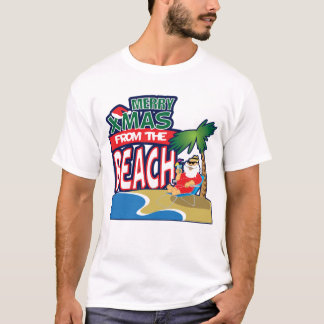 Camiseta XMAS da FELIZ do T da PRAIA