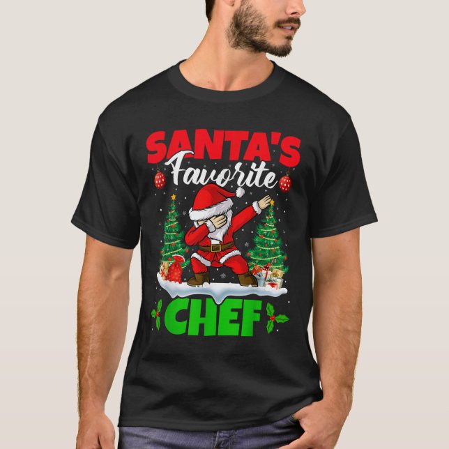 Camiseta Xmas Dabbing Santa's Favorite Chef Christmas  (Frente)