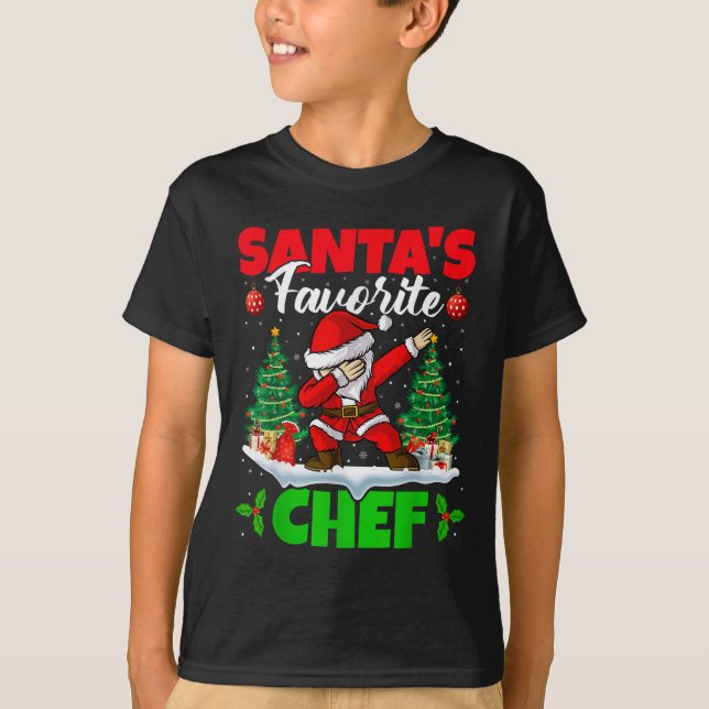 Camiseta Xmas Dabbing Santa's Favorite Chef Christmas  (Frente)