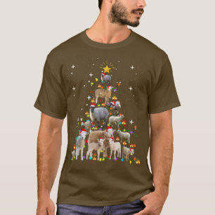 Camiseta Xmas De Ovinos Iluminação De Árvore Ovina Tr De Na