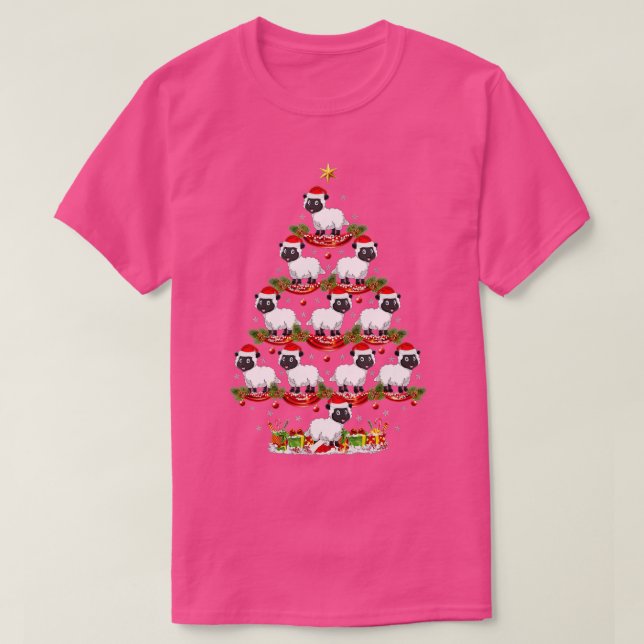 Camiseta Xmas De Ovinos Iluminação De Árvore Ovina Tr De Na (Frente do Design)