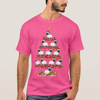 Camiseta Xmas De Ovinos Iluminação De Árvore Ovina Tr De Na