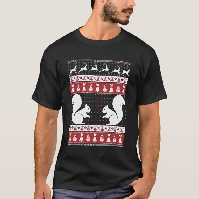 Camiseta Xmas de Suor de Natal Feio de Esquilo (Frente)
