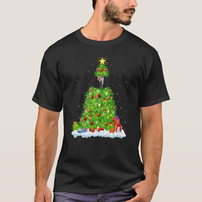 Camiseta Xmas Decorations Light Santa Guinea Fowl Bird Chri (Frente)