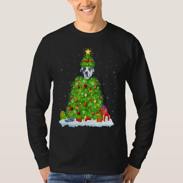 Camiseta Xmas Decorations Lights Santa Great Dane Dog Chris (Frente)
