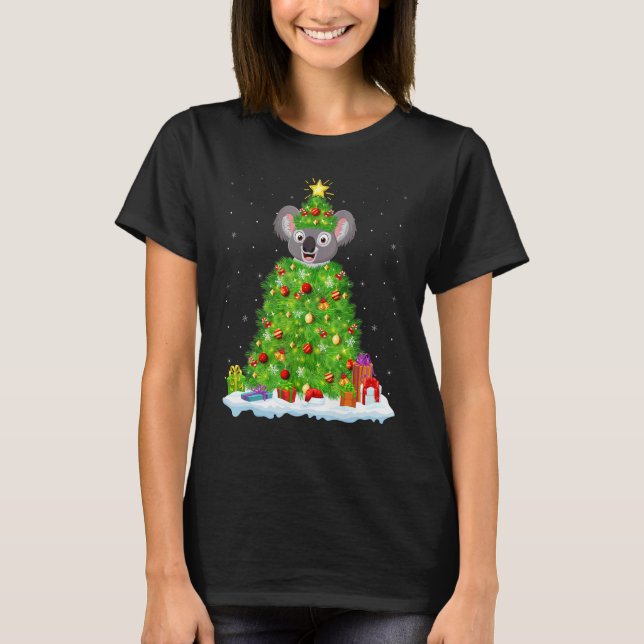 Camiseta Xmas Decorations Lights Santa Koala Christmas Tree (Frente)