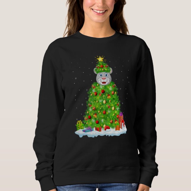 Camiseta Xmas Decorations Lights Santa Mouse Christmas Tree (Frente)