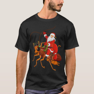 Camiseta Xmas Family Matching Funny Santa Riding Cockroach