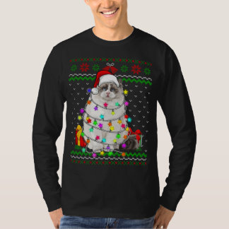 Camiseta Xmas Feio Suor Luzes De Natal Gato Amor Gatinho