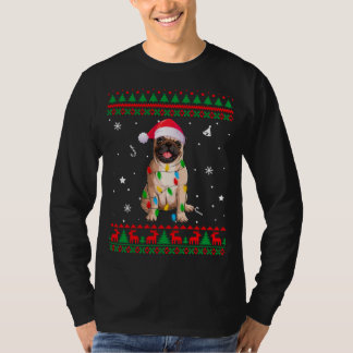 Camiseta Xmas Feio Suor Luzes De Natal Pug Dog Lover