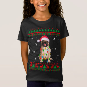 Camiseta Xmas Feio Suor Luzes De Natal Pug Dog Lover