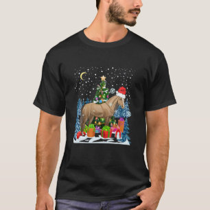 Camiseta Xmas Funny Horse Lover Presente Santa Hat Horse Ch