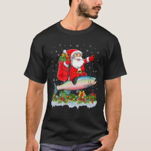 Camiseta Xmas Funny Santa Claus Andando Arco Arco-Íris Pei