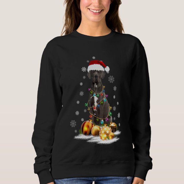 Camiseta Xmas Great Dane Dog natalino Papais noeis Reindee (Frente)