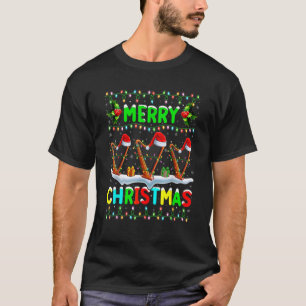 Camiseta Xmas Harp Lighting Santa Hat Feliz Natal Harp