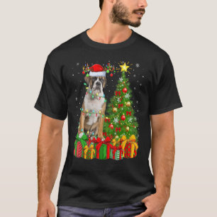 Camiseta Xmas Holiday Lights Papais noeis English Buldogue 