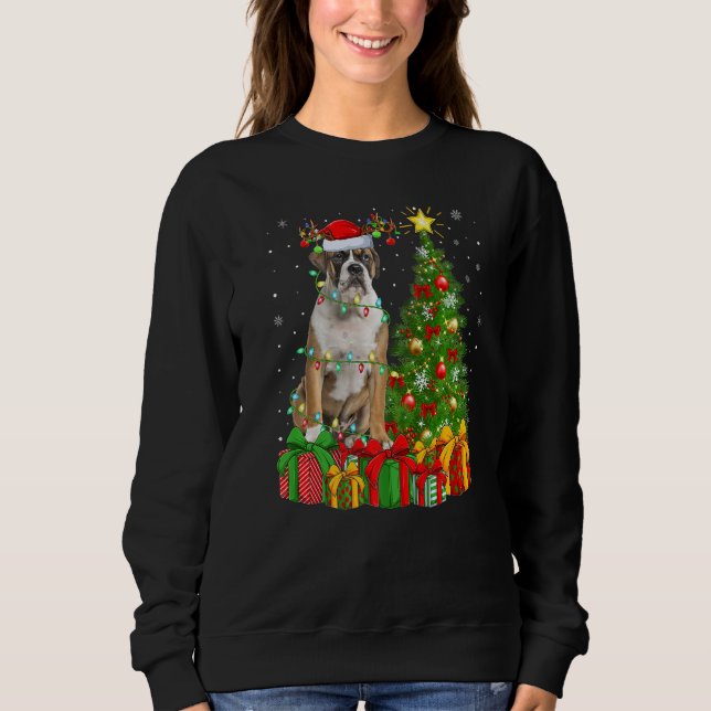 Camiseta Xmas Holiday Lights Santa English Bulldog Christma (Frente)