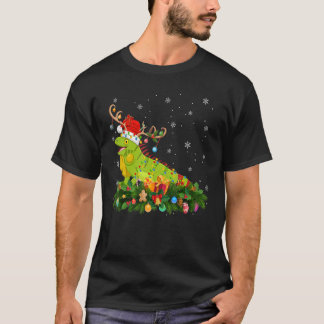 Camiseta Xmas Holiday Reindeer Hat Papais noeis Iguana Nata