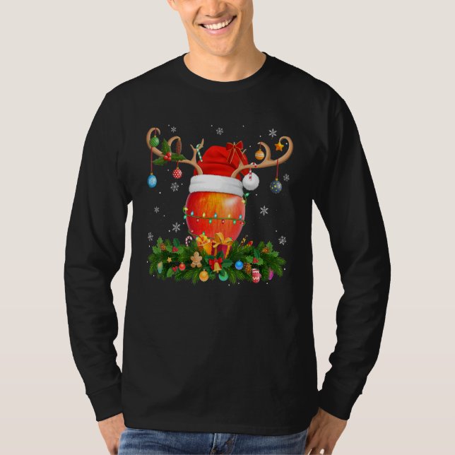Camiseta Xmas Holiday Reindeer Hat Santa Apple Fruit Christ (Frente)
