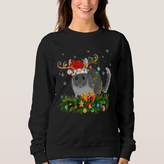Camiseta Xmas Holiday Reindeer Hat Santa Chinchilla Christm (Frente)