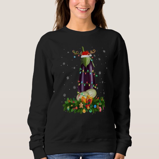 Camiseta Xmas Holiday Reindeer Hat Santa Eggplant Christmas (Frente)