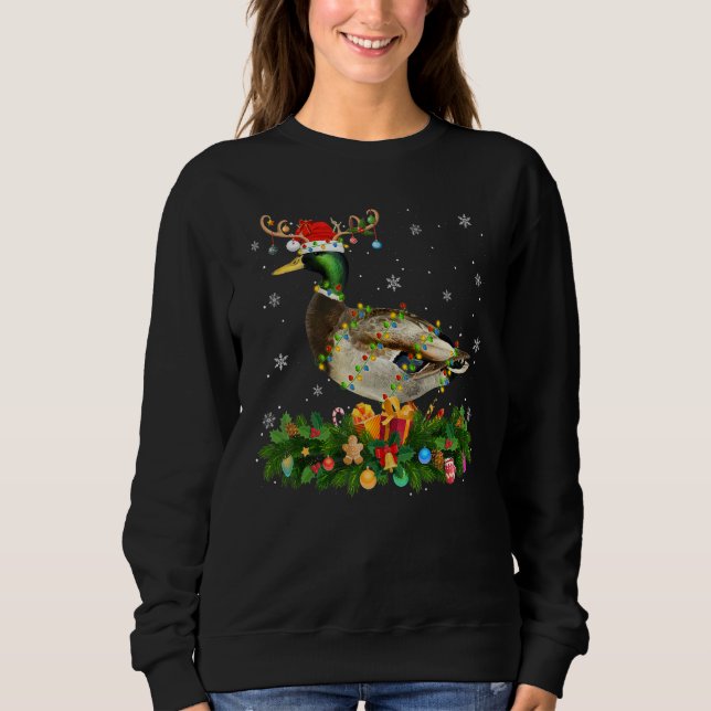 Camiseta Xmas Holiday Reindeer Hat Santa Mallard Bird Chris (Frente)