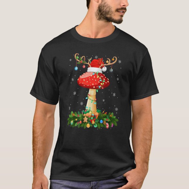 Camiseta Xmas Holiday Reindeer Hat Santa Mushroom Christmas (Frente)