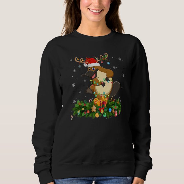 Camiseta Xmas Holiday Reindeer Hat Santa Platypus Christmas (Frente)