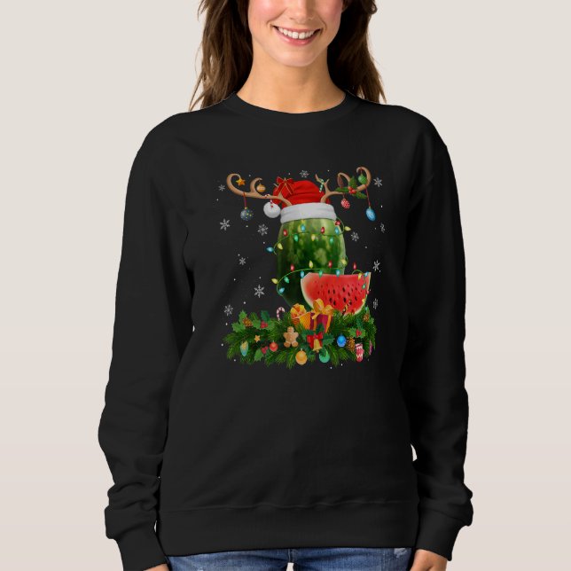 Camiseta Xmas Holiday Reindeer Hat Santa Watermelon Fruit C (Frente)