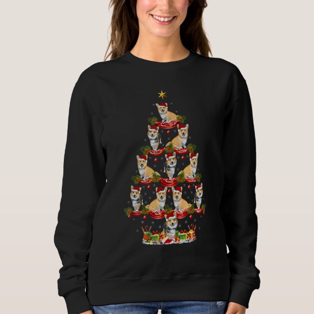 Camiseta Xmas Holiday Santa Cardigan Welsh Corgi Dog Christ (Frente)