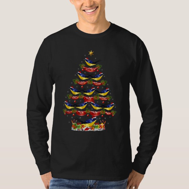 Camiseta Xmas Holiday Santa Eastern Bluebird Christmas Tree (Frente)