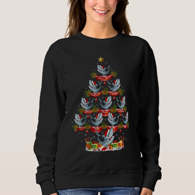 Camiseta Xmas Holiday Santa Great White Shark Christmas Tre (Frente)