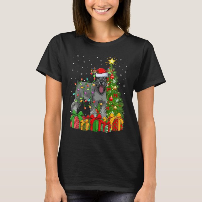 Camiseta Xmas Holiday Santa Miniature Schnauzer Dog Christm (Frente)