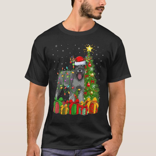 Camiseta Xmas Holiday Santa Miniature Schnauzer Dog Christm (Frente)