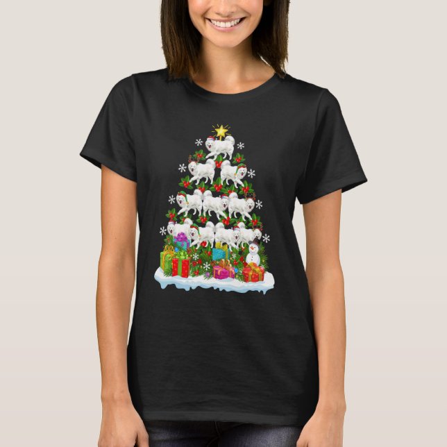 Camiseta Xmas Holiday   Santa Samoyed Dog Christmas Tree (Frente)