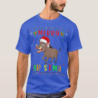 Camiseta Xmas Light Boar Design Matching Christmas Pajama 