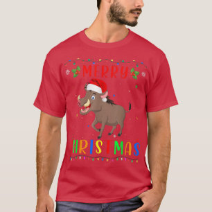 Camiseta Xmas Light Boars Design Matching Christmas Pajama