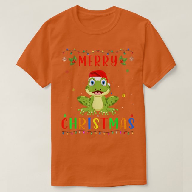Camiseta Xmas Light Frog Design Matching Christmas Pajama  (Frente do Design)