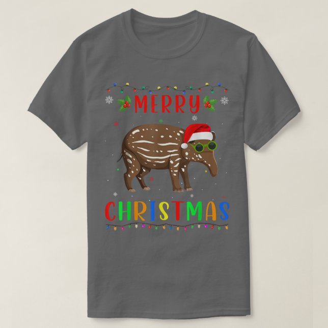 Camiseta Xmas Light Tapir Design Matching Christmas Pajama  (Frente do Design)