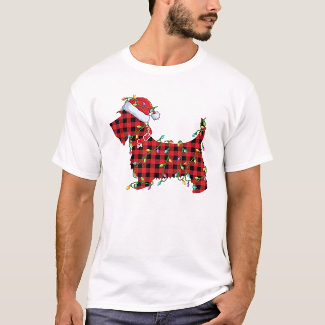 Camiseta Xmas Lighting Correspondente a Buffalo Xadrez Scot (Frente)