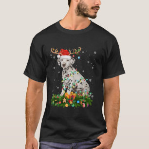 Camiseta Xmas Lighting Reindeer Santa Hat Dalmaciano Chr